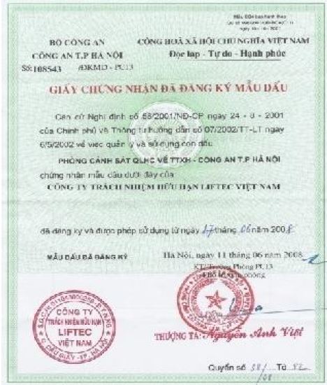 Giấy chứng nhận kinh doanh & thuế - Cẩu Tháp Vận Thăng LIFTEC - Công Ty TNHH LIFTEC Việt Nam